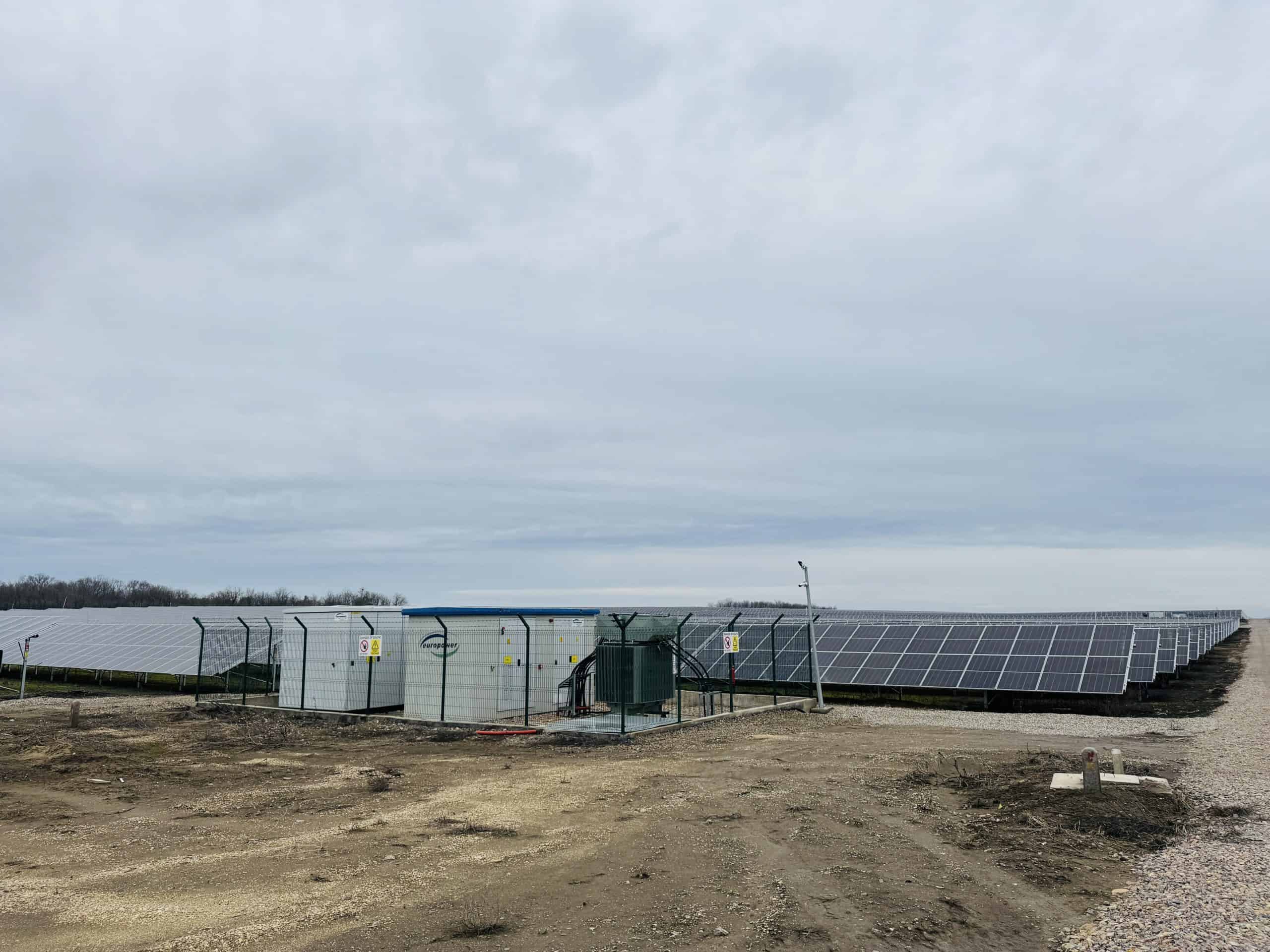 Large solar panel installation in Srem County for renewable energy.