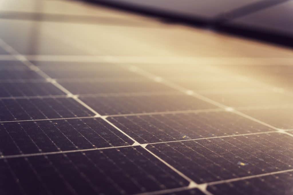 Close-up of solar panels for renewable energy at Solar Plus Garden.
